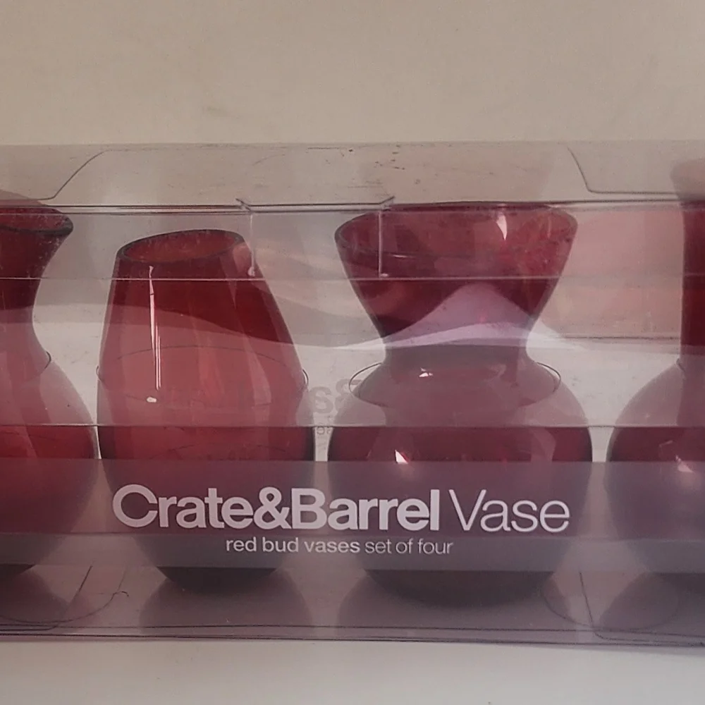 Crate&Barrel Red Vase Set of Four